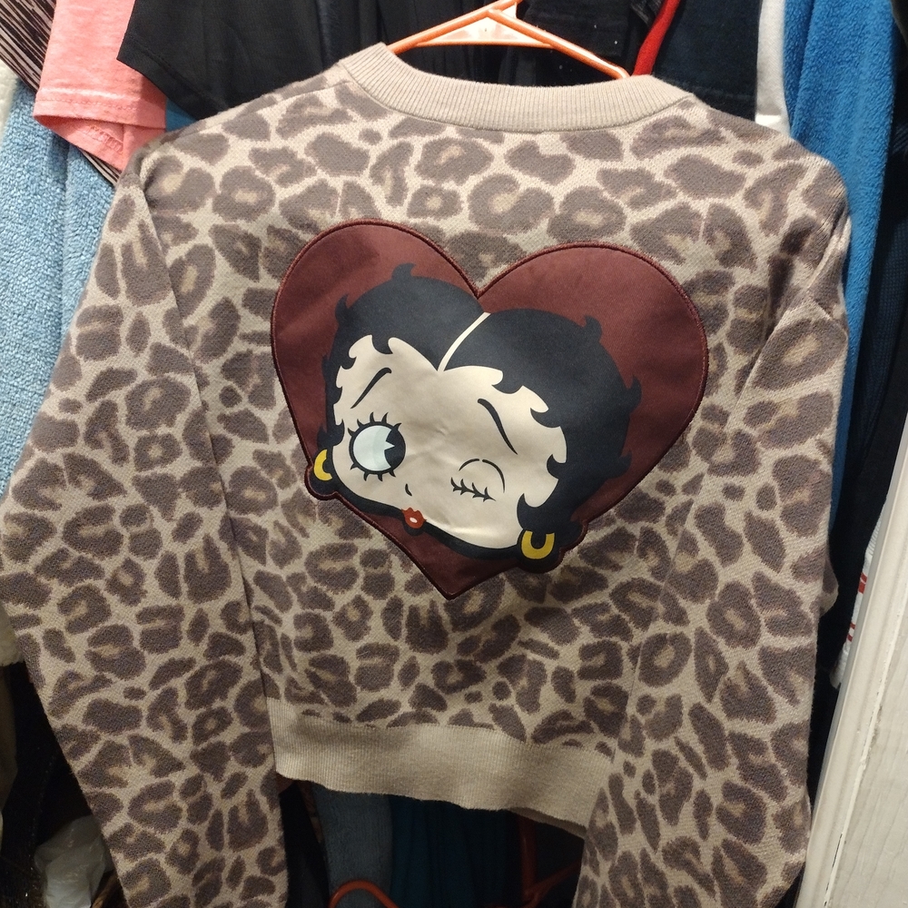 Betty Boop Leopard Print Cardigan